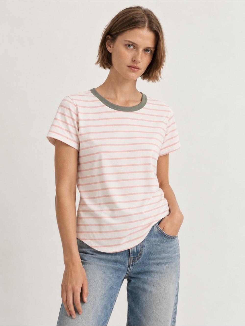 Madewell Whisper Crew Neck Tee Dried Blossom Stripe Size Small